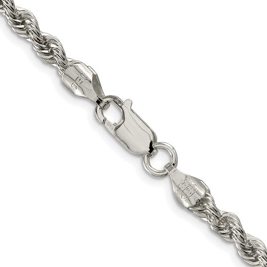 Sterling Silver Rhodium Plated 4.30mm Rope Bracelet Anklet Necklace Chain
