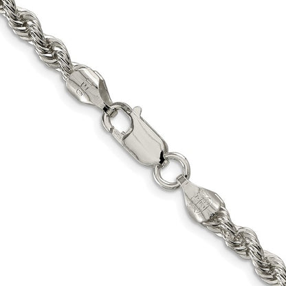 Sterling Silver Rhodium Plated 4.30mm Rope Bracelet Anklet Necklace Chain