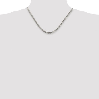 Sterling Silver Rhodium Plated 4.30mm Rope Bracelet Anklet Necklace Chain
