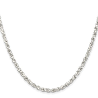 Sterling Silver Rhodium Plated 4.50mm Rope Bracelet Anklet Necklace Chain