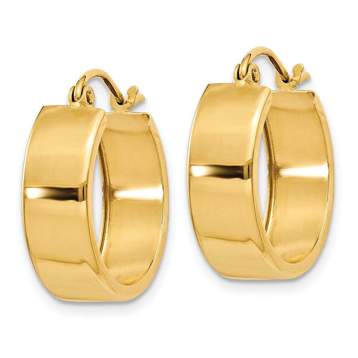 14K Yellow Gold 13mm x 5mm Square Tube Round Hoop Earrings