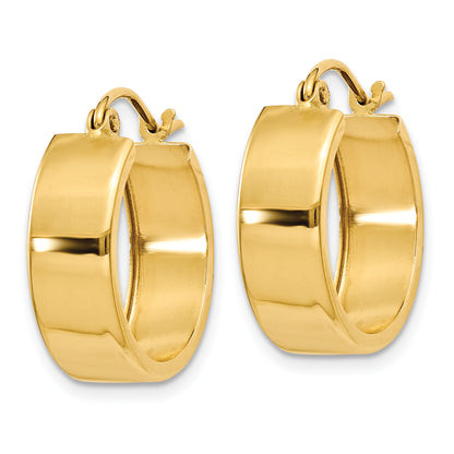 14K Yellow Gold 13mm x 5mm Square Tube Round Hoop Earrings