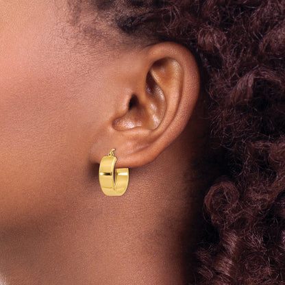 14K Yellow Gold 13mm x 5mm Square Tube Round Hoop Earrings