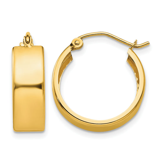 14K Yellow Gold 13mm x 5mm Square Tube Round Hoop Earrings