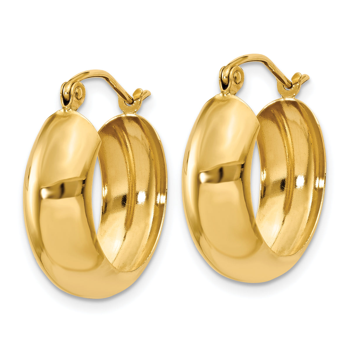 14K Yellow Gold 19mm x 7mm Hoop Earrings