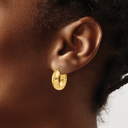 14K Yellow Gold 19mm x 7mm Hoop Earrings
