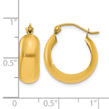 14K Yellow Gold 19mm x 7mm Hoop Earrings