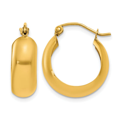 14K Yellow Gold 19mm x 7mm Hoop Earrings