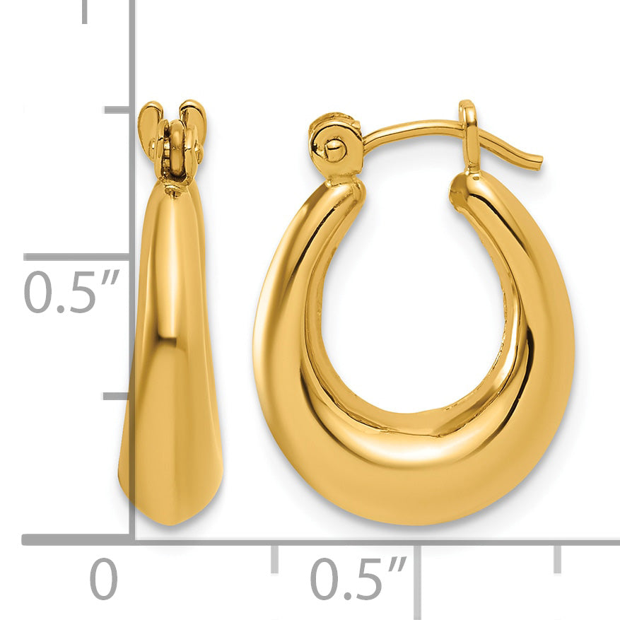 14K Yellow Gold 18mm x 15mm x 5mm Polished Hoop Earrings