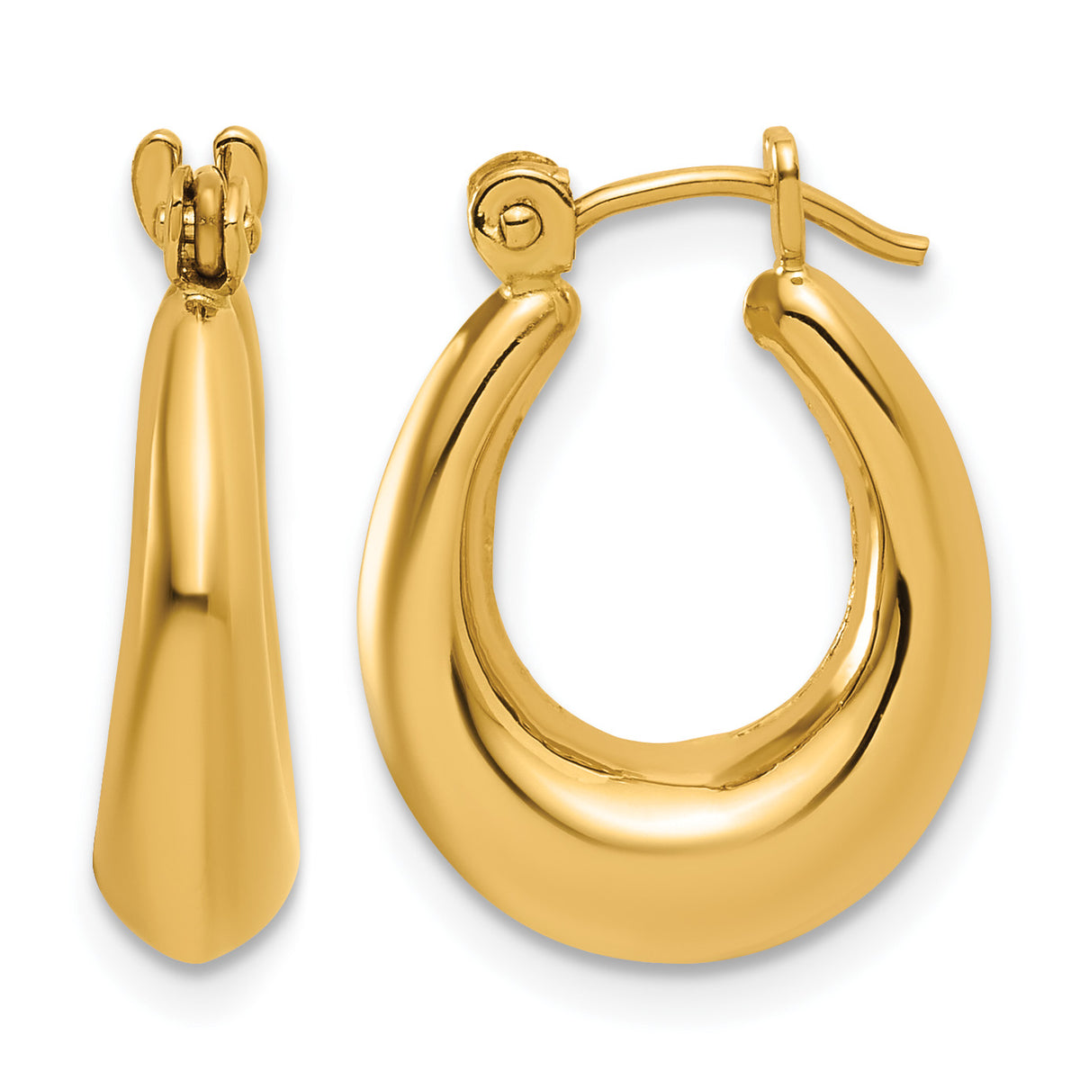 14K Yellow Gold 18mm x 15mm x 5mm Polished Hoop Earrings