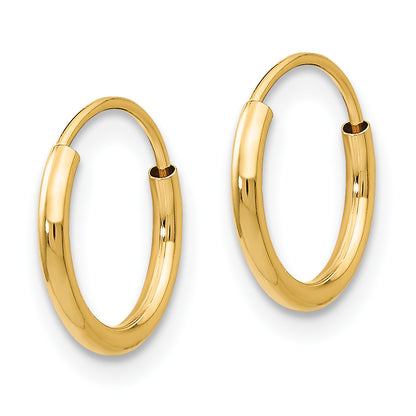 14K Yellow Gold 8mm x 1.25mm Endless Round Hoop Earrings