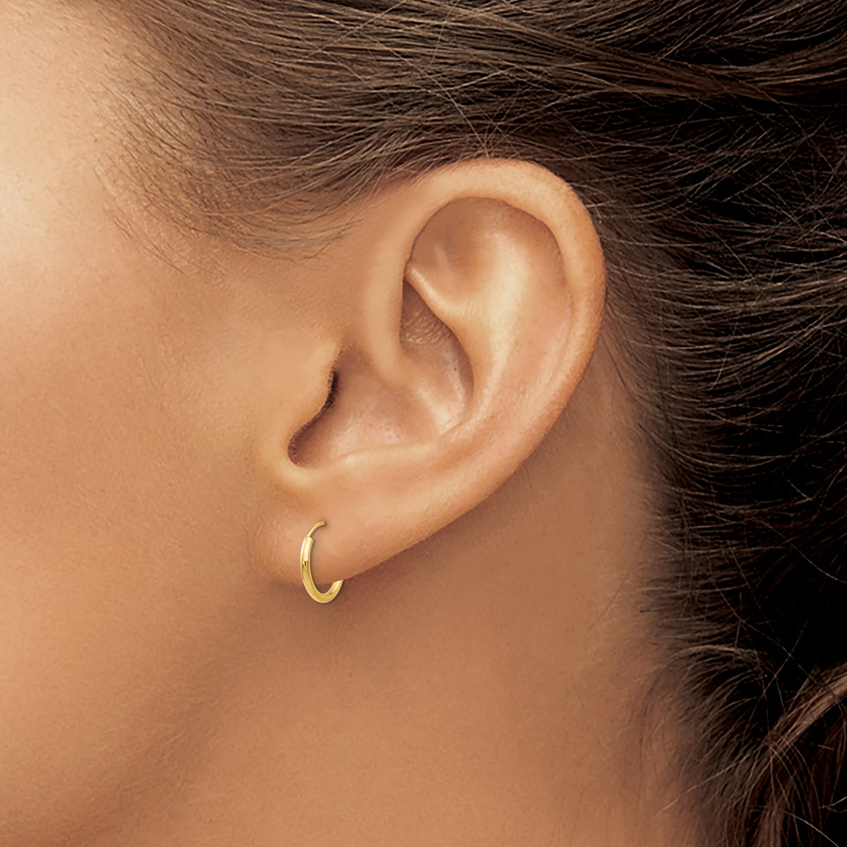 14K Yellow Gold 8mm x 1.25mm Endless Round Hoop Earrings