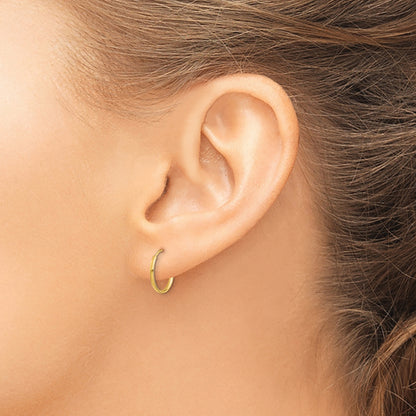 14K Yellow Gold 12mm x 1.25mm Endless Round Hoop Earrings