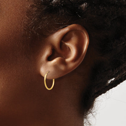 14K Yellow Gold 15mm x 1.25mm Endless Round Hoop Earrings