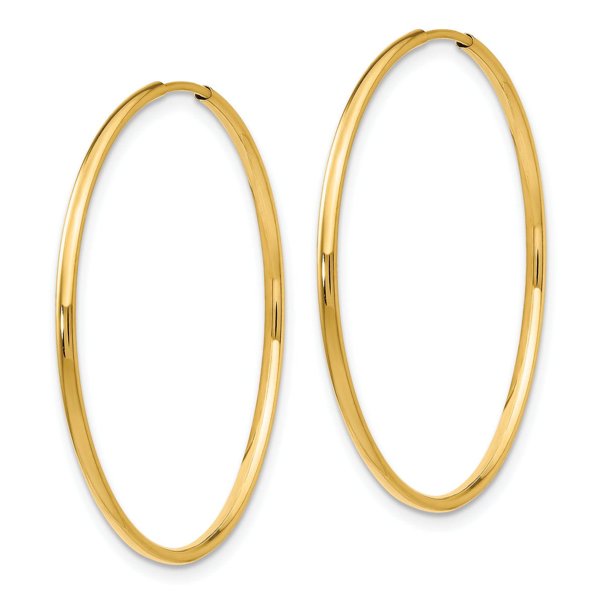 14K Yellow Gold 33mm x 1.25mm Endless Round Hoop Earrings