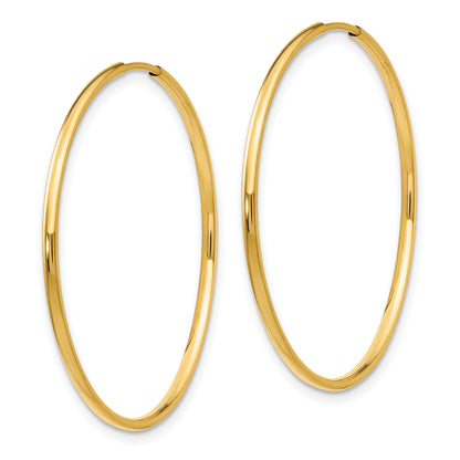 14K Yellow Gold 33mm x 1.25mm Endless Round Hoop Earrings