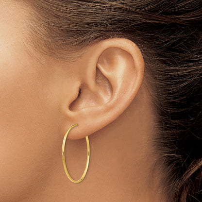 14K Yellow Gold 33mm x 1.25mm Endless Round Hoop Earrings