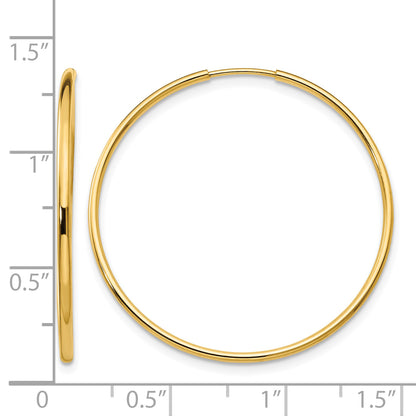 14K Yellow Gold 33mm x 1.25mm Endless Round Hoop Earrings