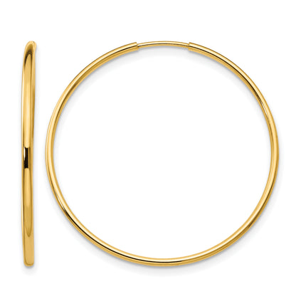 14K Yellow Gold 33mm x 1.25mm Endless Round Hoop Earrings