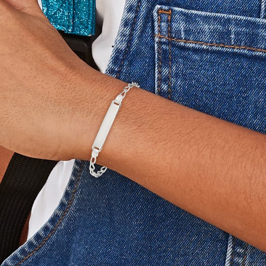 children's engravable id bracelet 925 sterling silver 6 inches personalized names initials