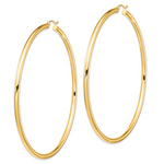 Загрузить изображение в средство просмотра галереи, 14K Yellow Gold Tube Round Hoop Earrings 80mm x 3mm
