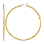 Загрузить изображение в средство просмотра галереи, 14K Yellow Gold Tube Round Hoop Earrings 80mm x 3mm
