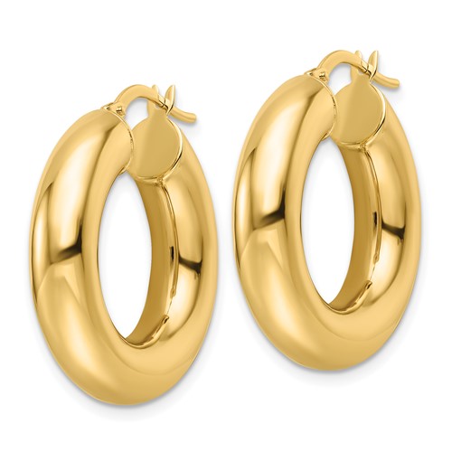 14K Yellow Gold Classic Round Hoop Earrings 25mm x 6mm