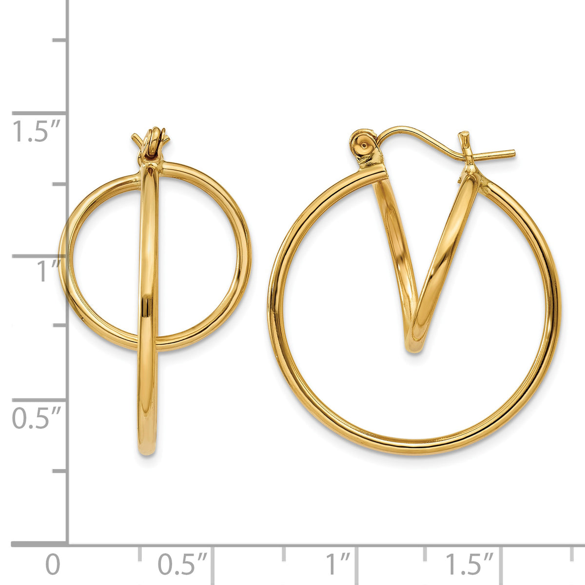 14K Yellow Gold 24mm x 1.5mm Geometric Round Hoop Earrings