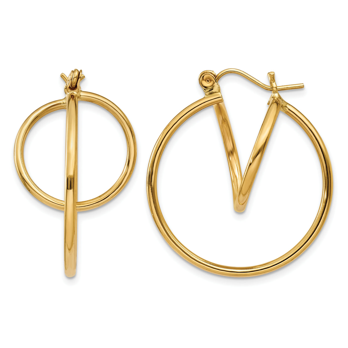 14K Yellow Gold 24mm x 1.5mm Geometric Round Hoop Earrings