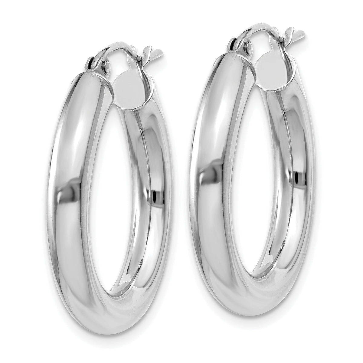 14K White Gold Lightweight Classic Round Hoop Earrings 25mm x 4mm
