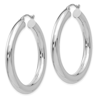 14K White Gold Classic Round Hoop Earrings 40mm x 5mm