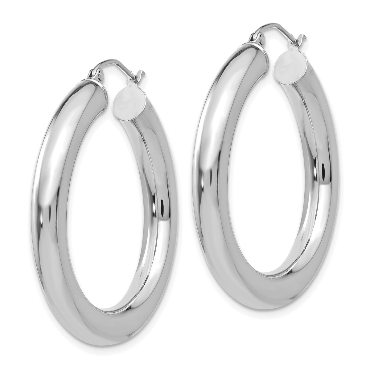 14K White Gold Classic Round Hoop Earrings 35mm x 5mm