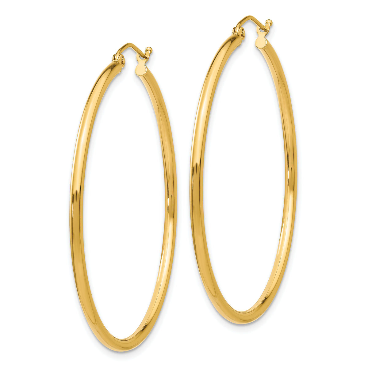 14K Yellow Gold 42mm x 2mm Lightweight Classic Round Hoop Earrings