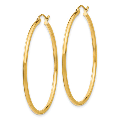 14K Yellow Gold 42mm x 2mm Lightweight Classic Round Hoop Earrings