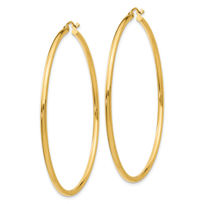 14K Yellow Gold 52mm x 2mm Lightweight Classic Round Hoop Earrings