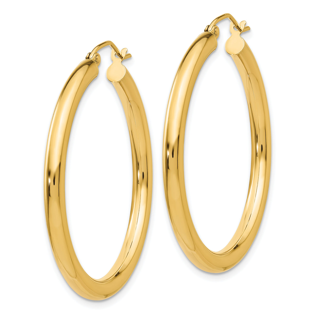 14K Yellow Gold 35mm x 3mm Lightweight Round Hoop Earrings