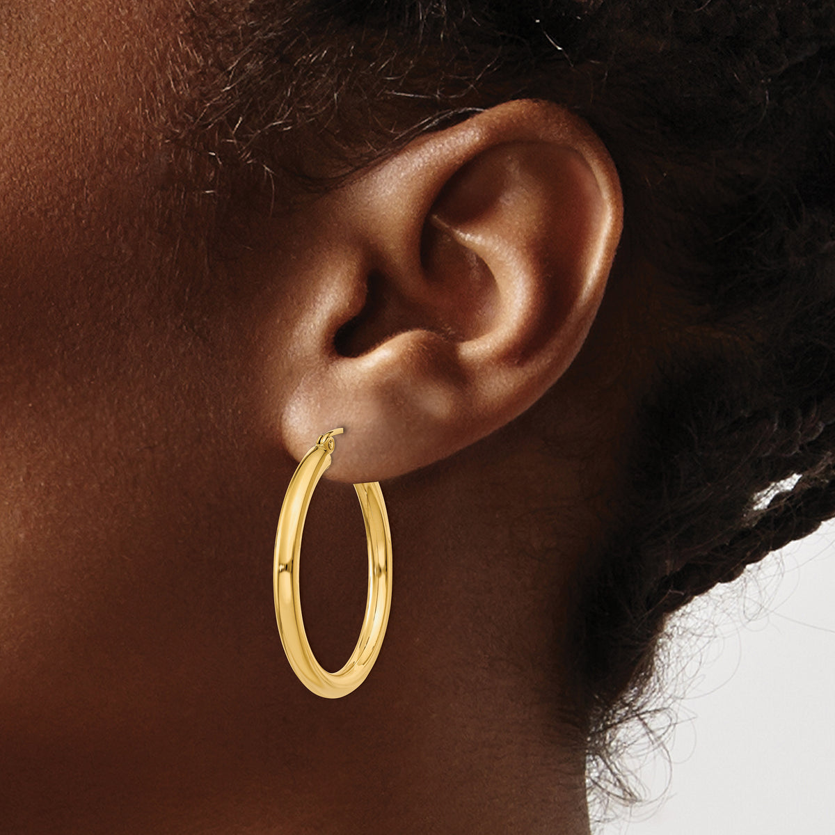 14K Yellow Gold 29mm x 3mm Classic Round Hoop Earrings