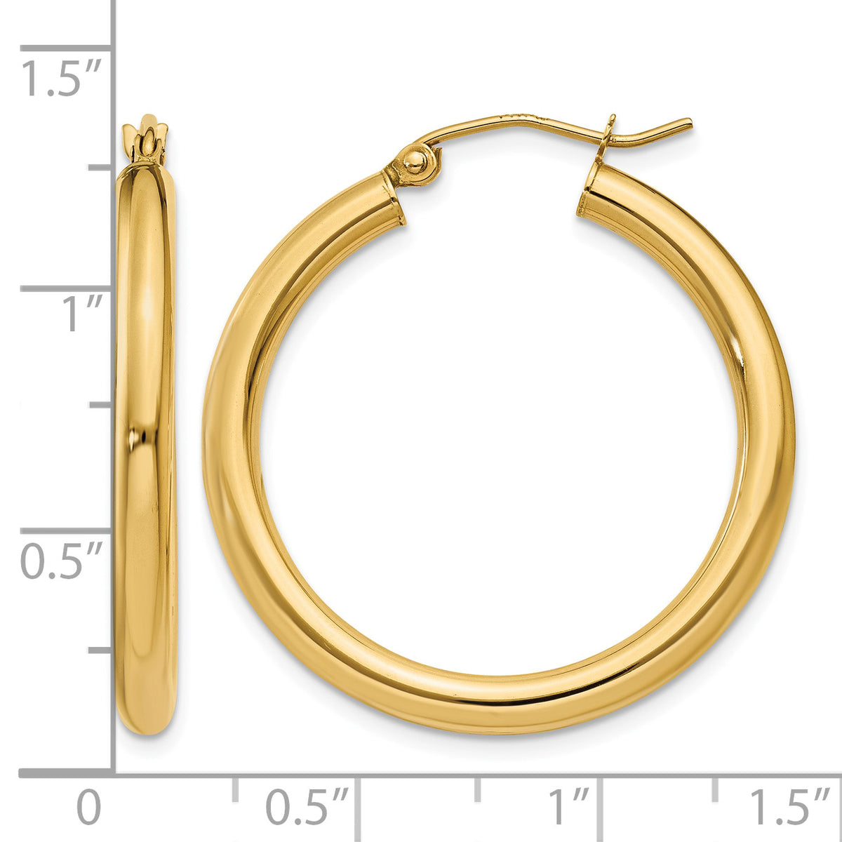 14K Yellow Gold 29mm x 3mm Classic Round Hoop Earrings