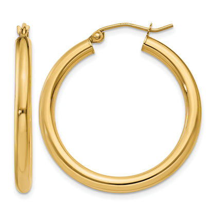 14K Yellow Gold 29mm x 3mm Classic Round Hoop Earrings