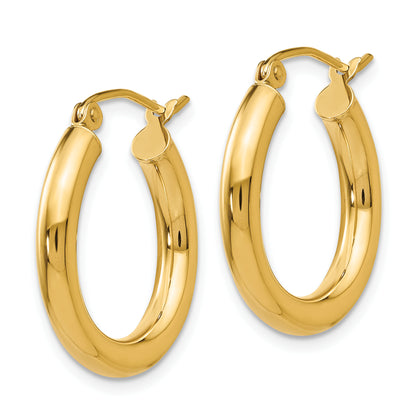 14K Yellow Gold 19mm x 3mm Classic Round Hoop Earrings