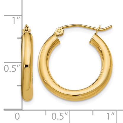 14K Yellow Gold 19mm x 3mm Classic Round Hoop Earrings