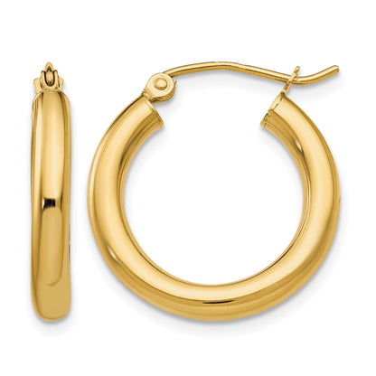 14K Yellow Gold 19mm x 3mm Classic Round Hoop Earrings