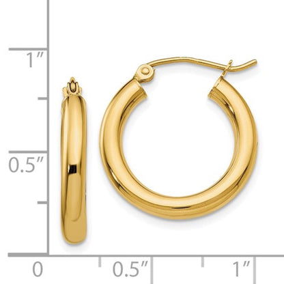 14K Yellow Gold 20×3 mm Lightweight Round Hoop Earrings