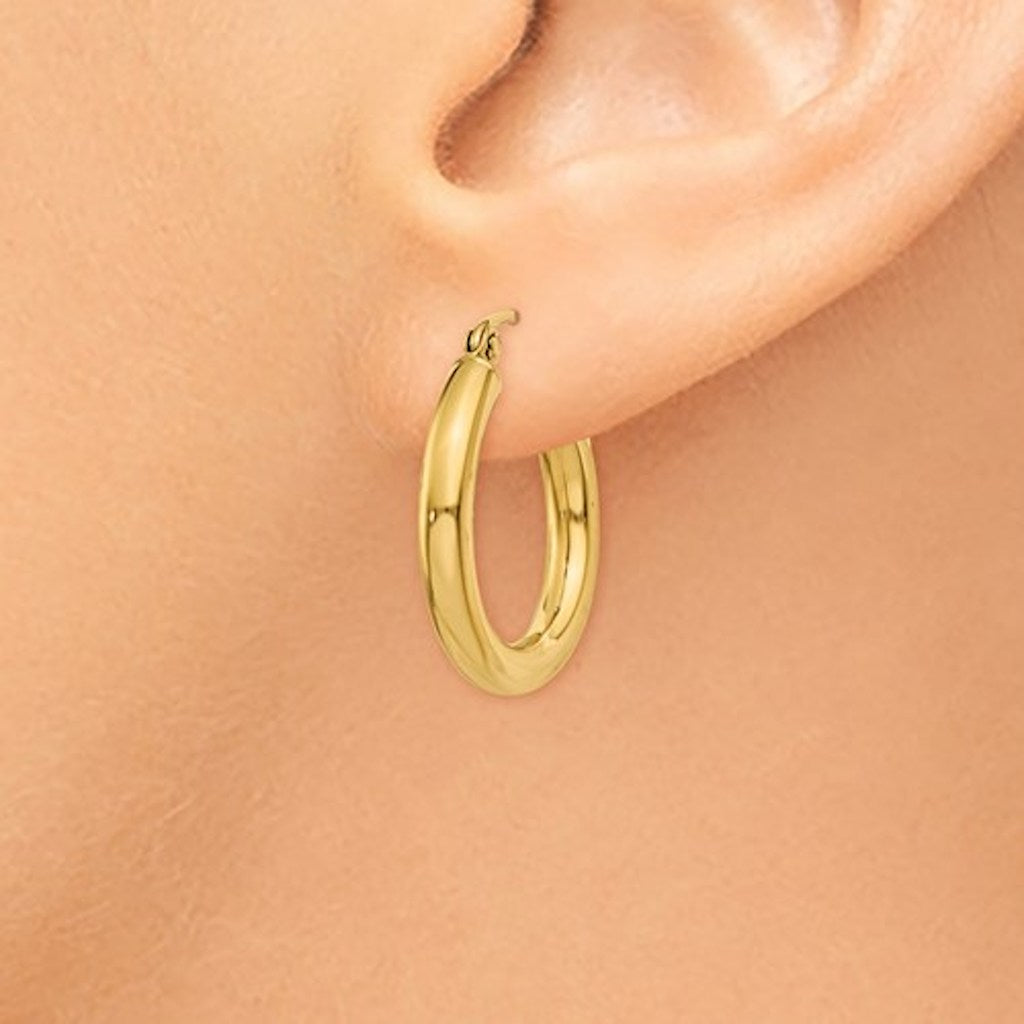 14K Yellow Gold 20×3 mm Lightweight Round Hoop Earrings