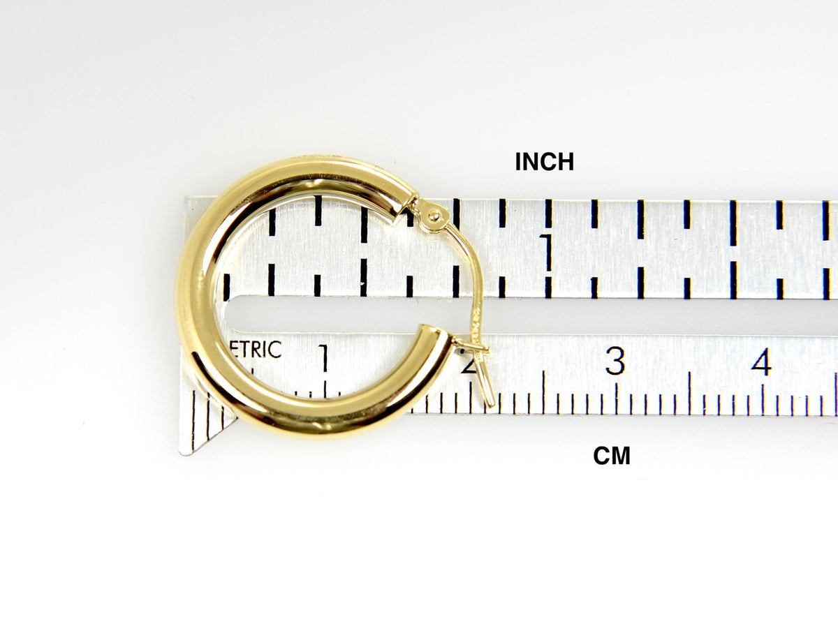 14K Yellow Gold 20×3 mm Lightweight Round Hoop Earrings