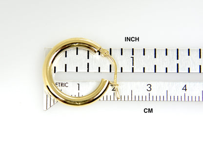 14K Yellow Gold 20×3 mm Lightweight Round Hoop Earrings