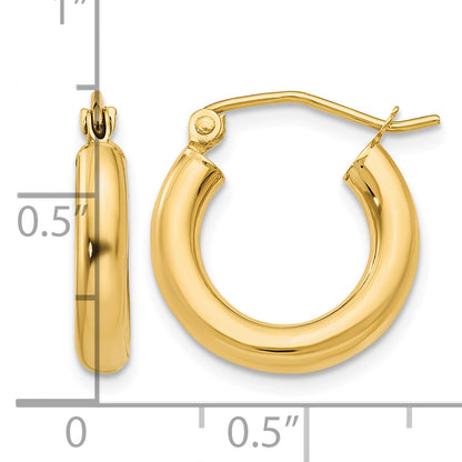 14K Yellow Gold 15mm x 3mm Lightweight Round Hoop Earrings