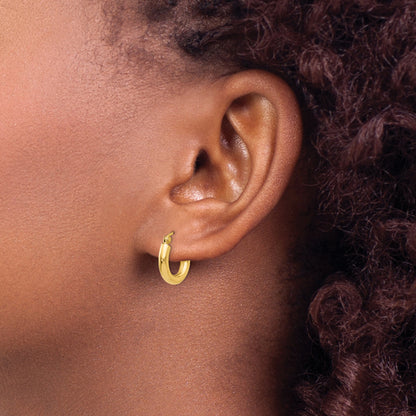 14K Yellow Gold 13mm x 3mm Lightweight Round Hoop Earrings