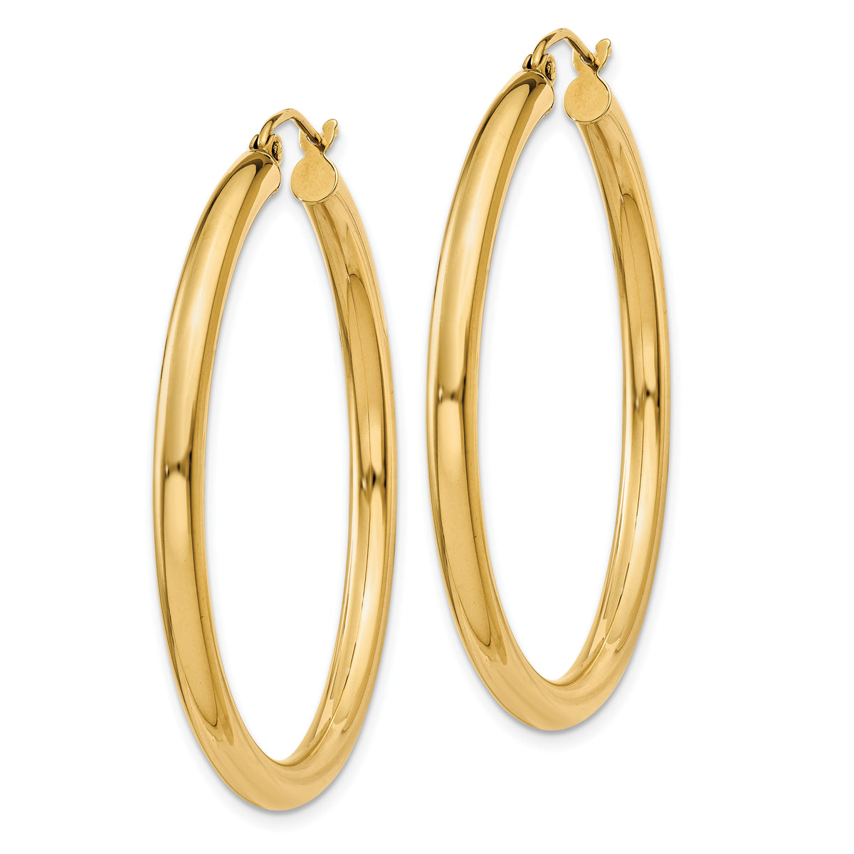 14K Yellow Gold 40mm x 3mm Classic Round Hoop Earrings