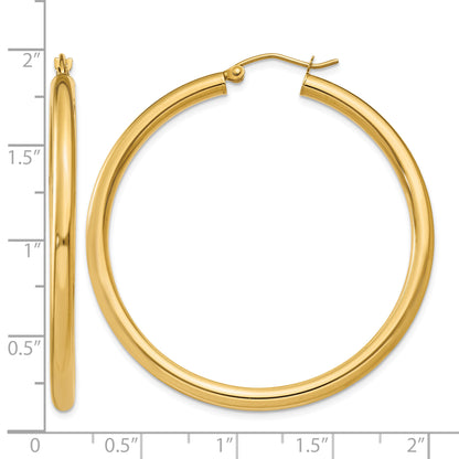 14K Yellow Gold 45mm x 3mm Classic Round Hoop Earrings